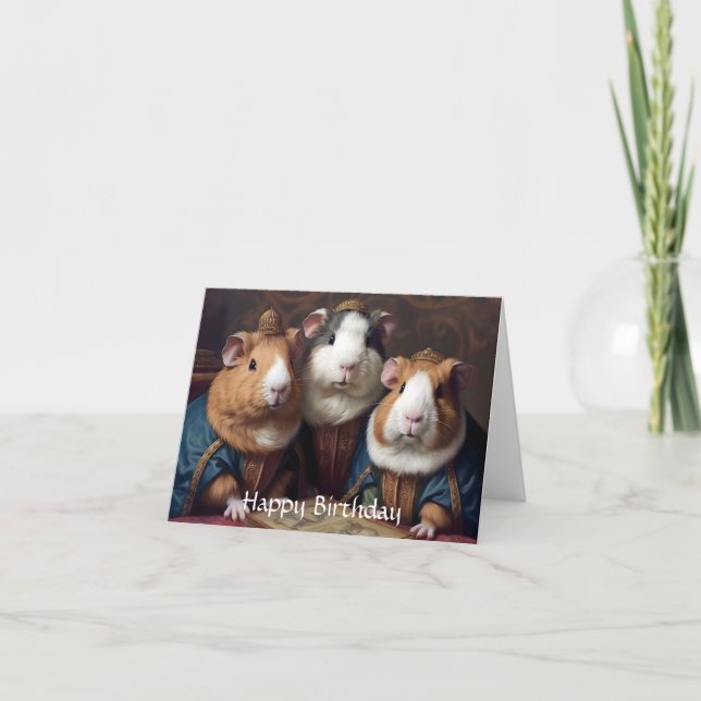 3 Renaissance Guinea Pigs Birthday Card (Front)