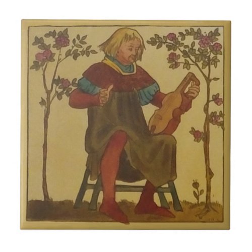 3 Repro Copeland Medieval Minstrels Music Theme Ceramic Tile