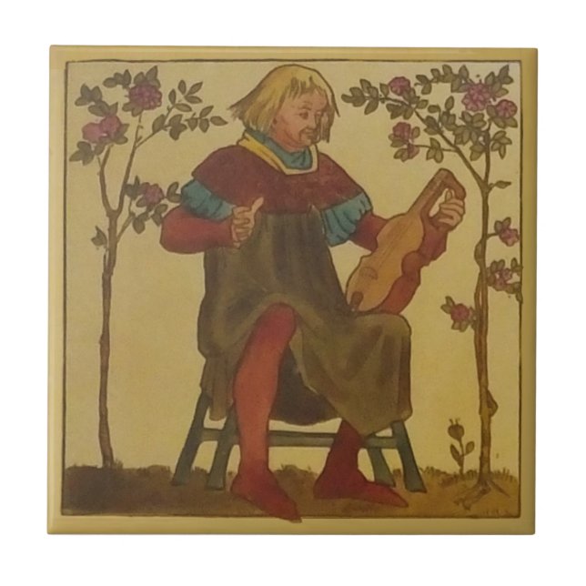 #3 Repro Copeland Medieval Minstrels Music Theme Ceramic Tile (Front)