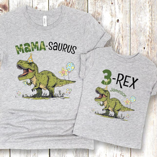 Dinosaur Theme Family Dinosaur Birthday Shirts 3-Rex Cute Dinosaur