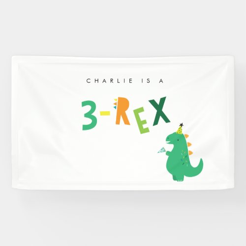 3_Rex Dinosaur 3rd Birthday Party Banner