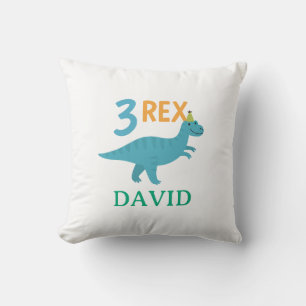 3 Rex Dinosaur Birthday Design Throw Pillow