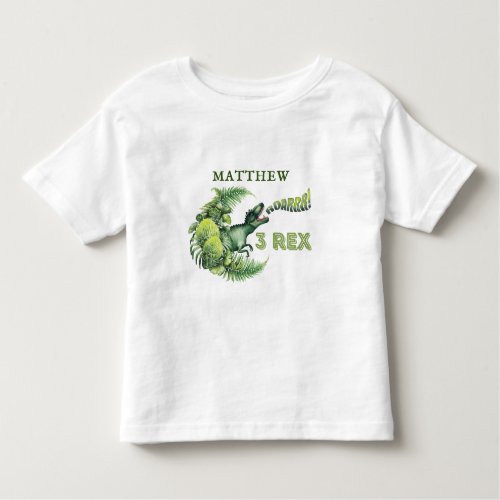 3_Rex Watercolor T_Rex Dinosaur Personalized Toddler T_shirt