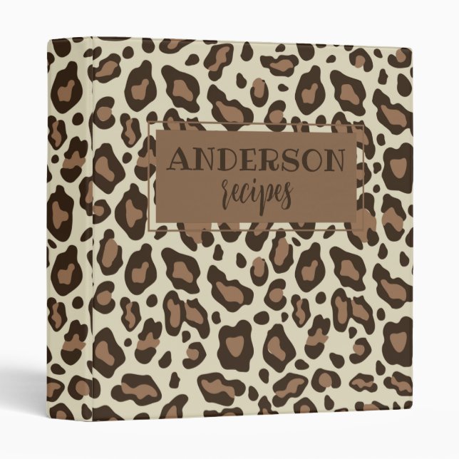 3 ring binder animal leopard print recipes book (Front/Spine)