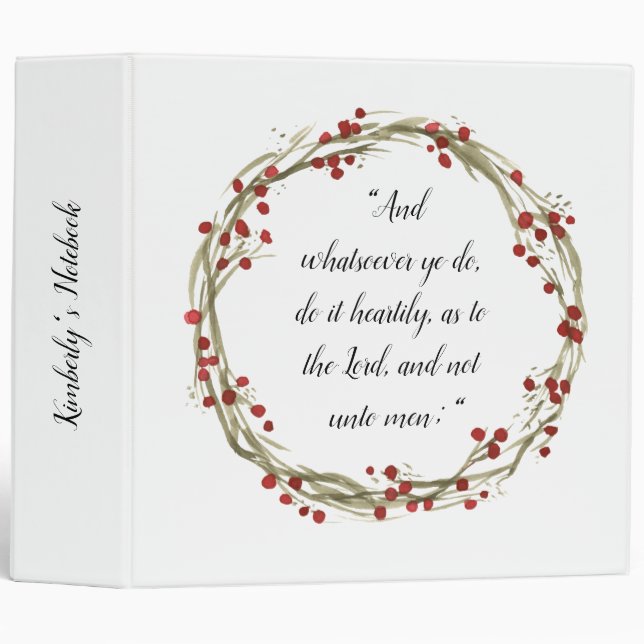 3 ring binder personalized KJV Verse Notebook (Front/Spine)