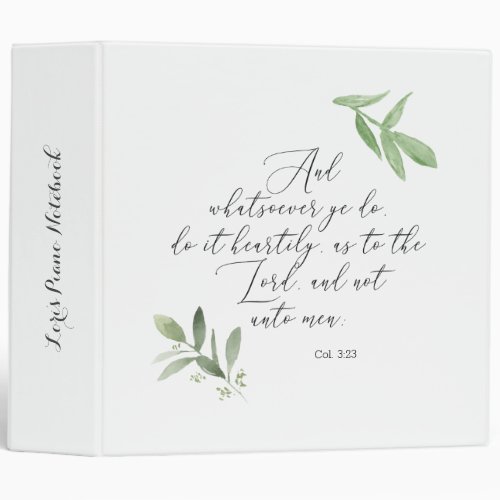 3 Ring Binder with Watercolor and KJV Bible Verse