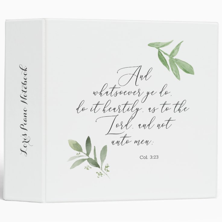3 Ring Binder with Watercolor and KJV Bible Verse | Zazzle