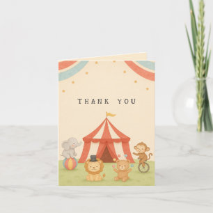 3 Ring Circus Baby Shower Letterpress Thank You Card