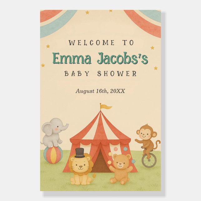 3 Ring Circus Baby Shower Welcome Foam Board (Front)
