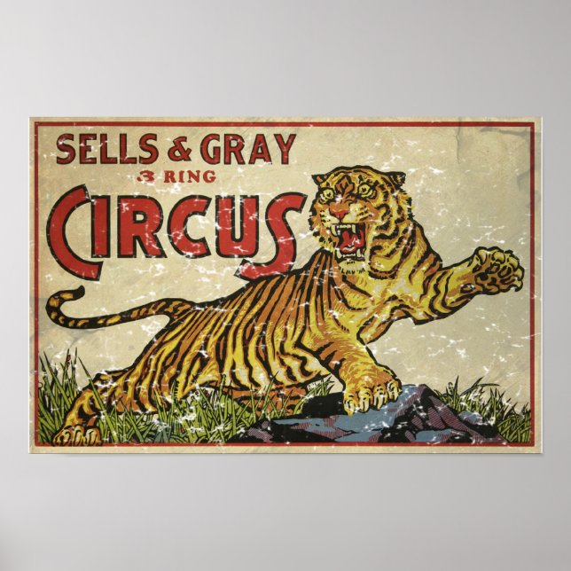 3 Ring Circus - circa 1930 distressed Poster (Front)