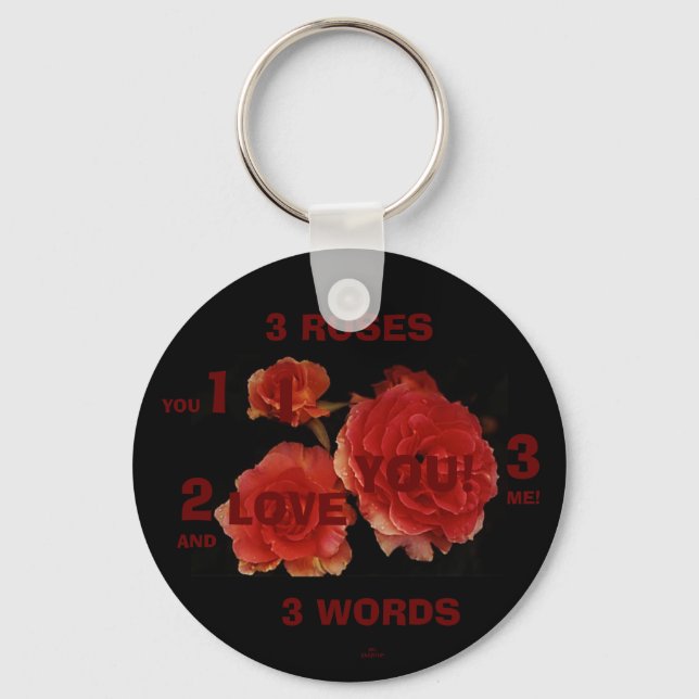 3 ROSES 3 WORDS Keychain (Front)