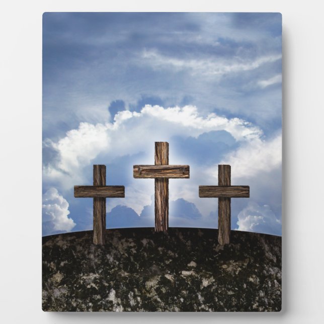 3 Rugged Crosses with Sky Plaque (Front)
