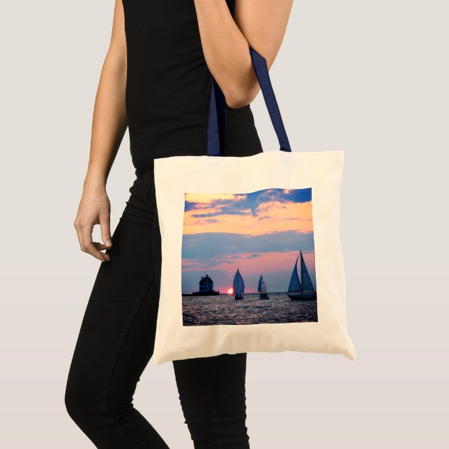 3 Sailboats at Sunset Tote Bag (Front (Product))