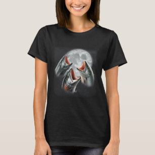3 Salmon Fish Howling At The Moon Funny Salmon Fis T-Shirt