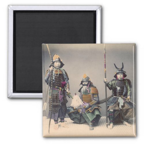 3 Samurai in Armor Vintage Photo Magnet