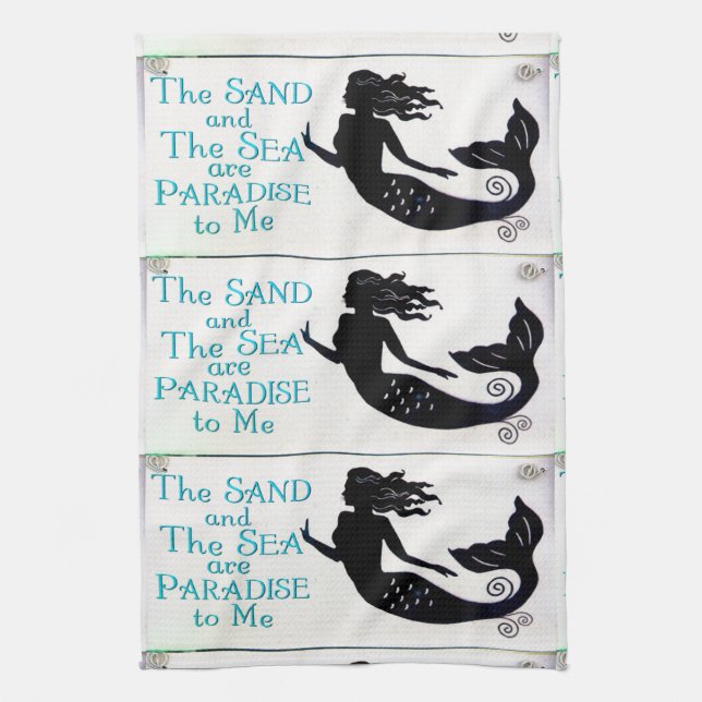 3 sand and sea mermaids kitchen towel (Vertical)