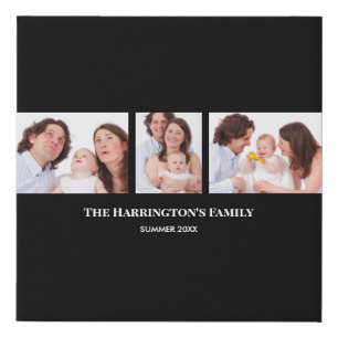 3 Sections Custom Photo Black Frames Faux Canvas Print