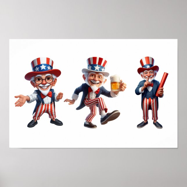 3 senior citizens dressed as Uncle Sam Poster (Front)