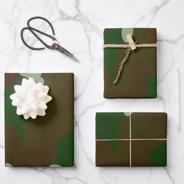 3-set Camo Green and BrownWrapping Paper  (Front)