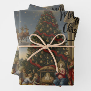 3-Sheet Nativity Santa Christmas Gift Wrap