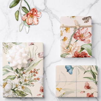 3 Sheets, Dutch Still Life Floral Art, 19" x 29" Wrapping Paper Sheets