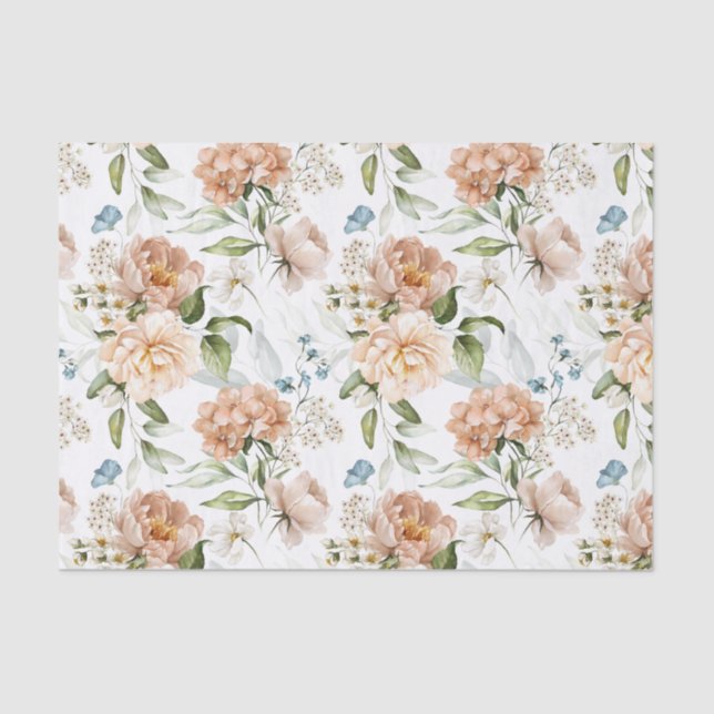 3 sheets, Dutch Still Life Floral Art Hydrangeas  Tissue Paper (Front)