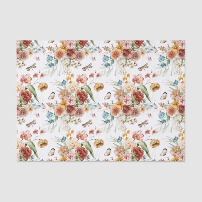 3 sheets, Dutch Still Life Floral Art Tissue Paper (Front)