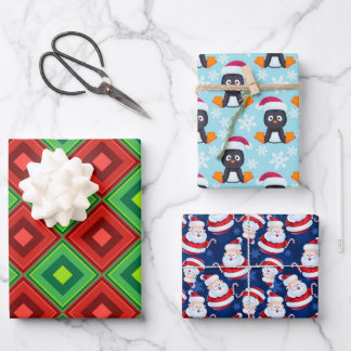 3 Sheets Of Christmas Theme Wrapping paper