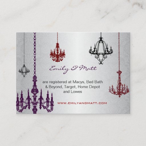 Customizable 3 Silver Red &amp; Black Chandeliers Damask Wedding Business Card Templates