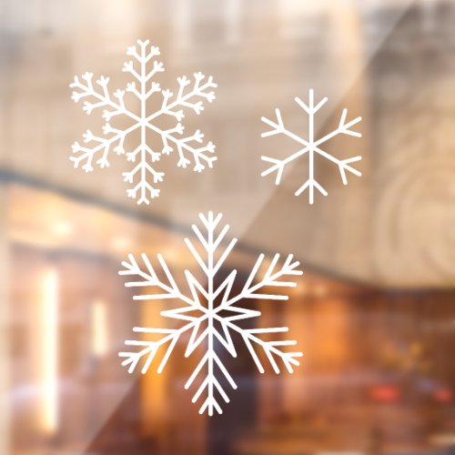 3 Simple White Snowflakes Christmas Decor Vinyl  Window Cling