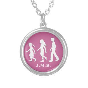 3 Sisters: Silhouettes of 3 Girls Silver Plated Necklace