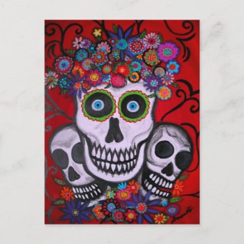 3 Skulls Postcard by prisarts at Zazzle