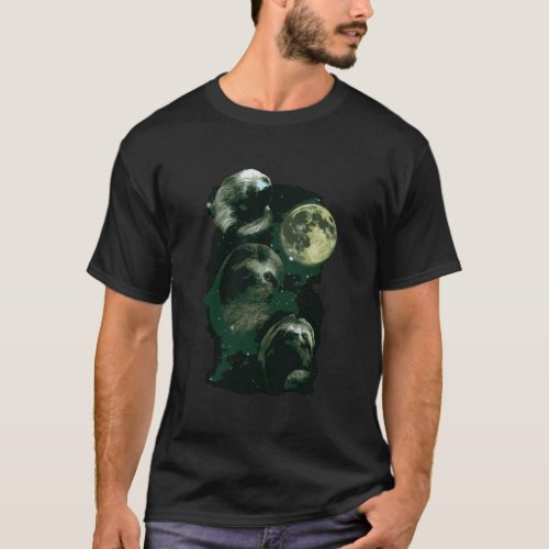 3 Sloth Moon Funny Parody T_Shirt