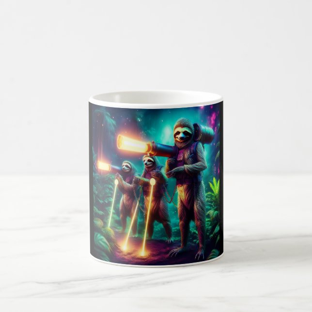 3 Sloth Operatives With Their Lasers In Jungle Coffee Mug (Center)