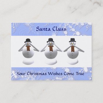 3 Snowmen Christmas Business Card & 2011 Calendar by DigitalDreambuilder at Zazzle