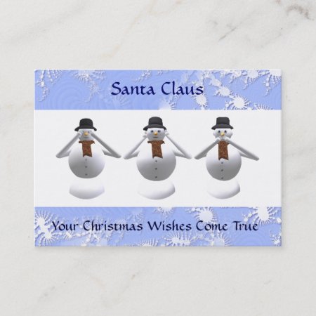 3 Snowmen Christmas Business Card & 2011 Calendar