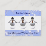 3 Snowmen Christmas Business Card &amp; 2011 Calendar at Zazzle