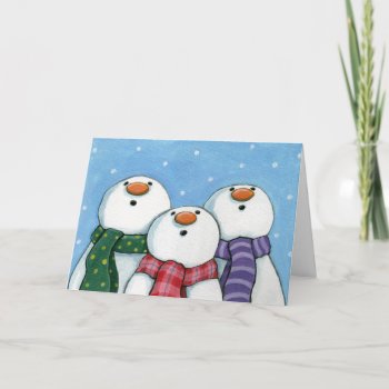 3 Snowmen Greeting Card by LisaMarieArt at Zazzle