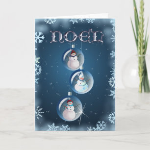 3 SNOWMEN NOEL ORNAMENTS  by SHARON SHARPE Holiday Card