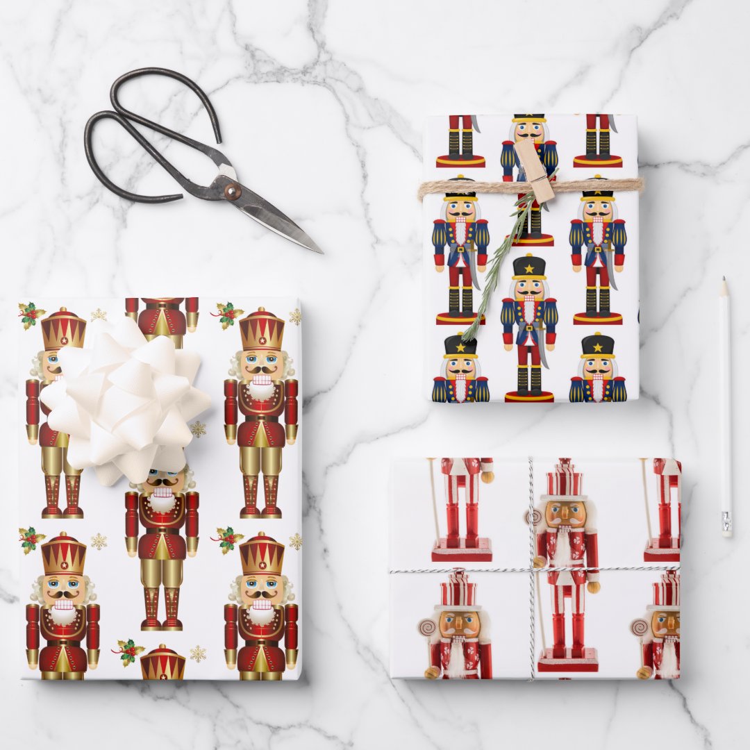 3 Soldier Nutcracker Christmas Wrapping Paper Zazzle