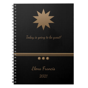3 Sphere Brushed Gold Black Professional Notebook