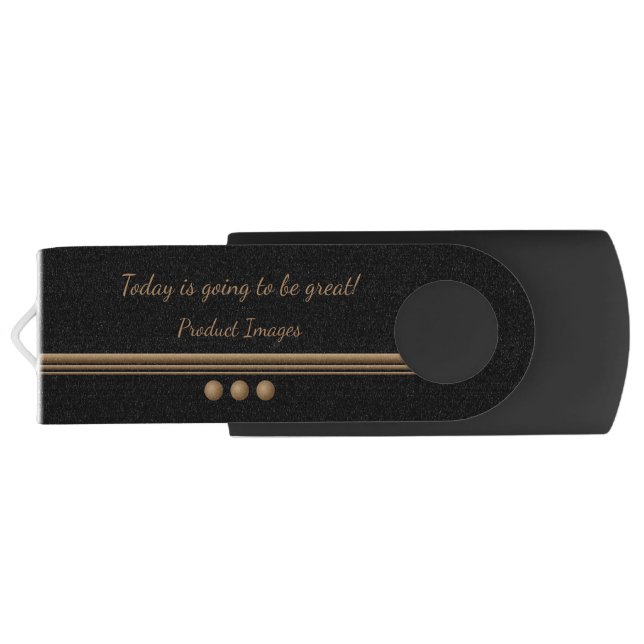 3 Sphere Brushed Gold & Black Professional USB Flash Drive (Back)
