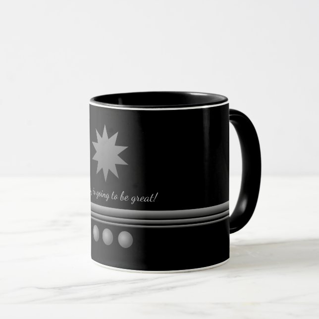 3 Sphere Silver Text Black Professional Mug (Front Right)