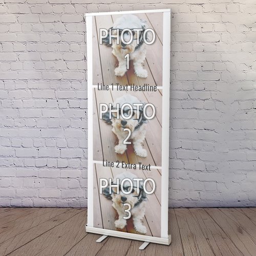 3 Square Photo Collage CAN EDIT COLOR Retractable Banner