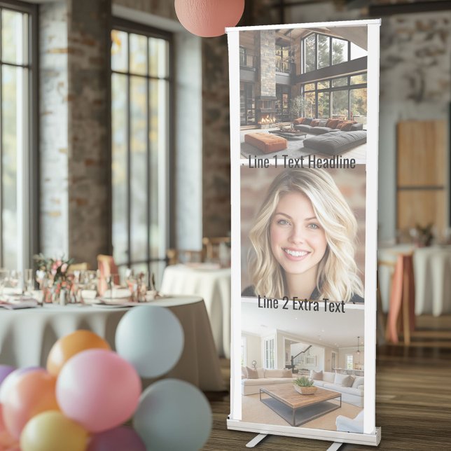 3 Square Photo Collage CAN EDIT COLOR Retractable Banner (Custom Photo Banner)