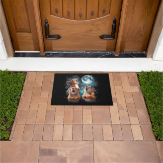 3 Squirrel Moon Howling Squirrel Head Funny Doormat