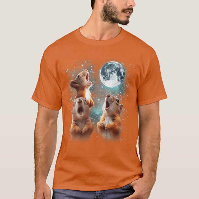3 Squirrel Moon Howling Squirrel Head Funny for Me T-Shirt (Front)