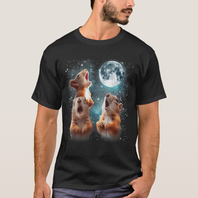 3 Squirrel Moon Howling Squirrel Head Funny for Me T-Shirt (Front)