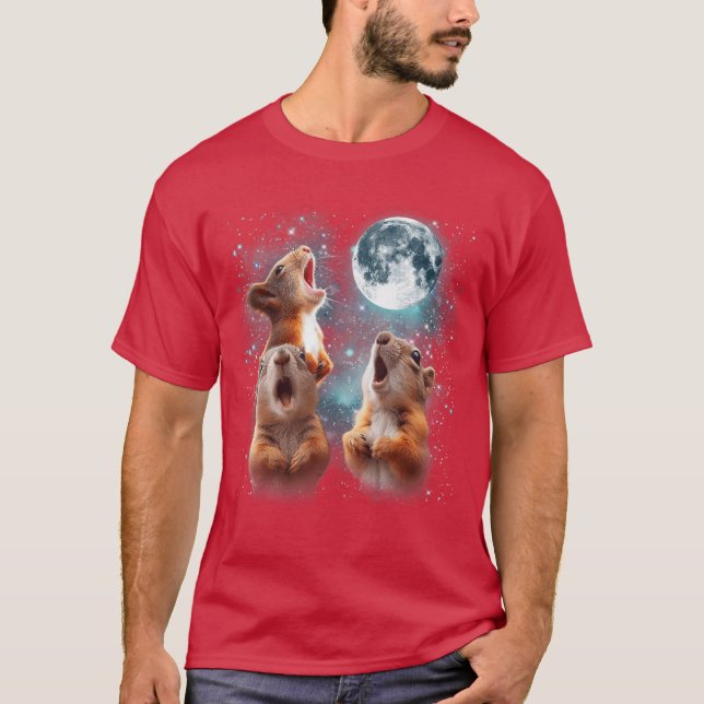 3 Squirrel Moon Howling Squirrel Head Funny for Me T-Shirt (Front)