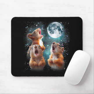 3 Squirrel Moon Howling Squirrel Head Funny Mouse Pad
